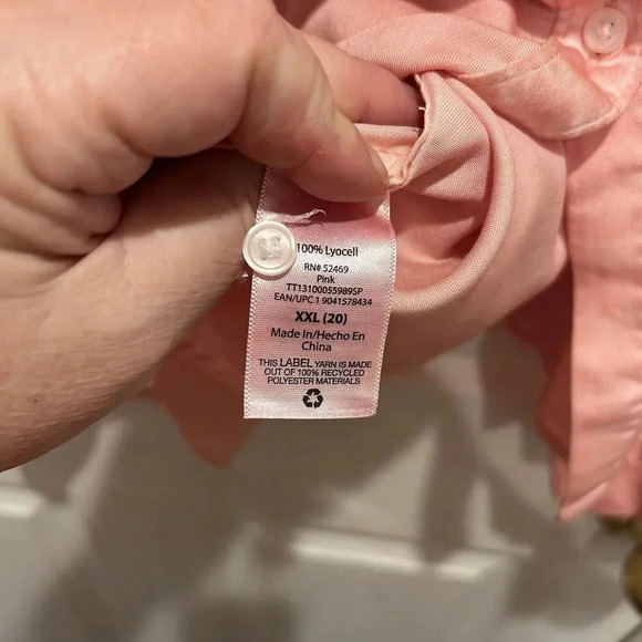 Time And Tru Women’s Pink Roll Tab Long Sleeve Button Down‎ Shirt 2X Lyocell - Picture 7 of 7
